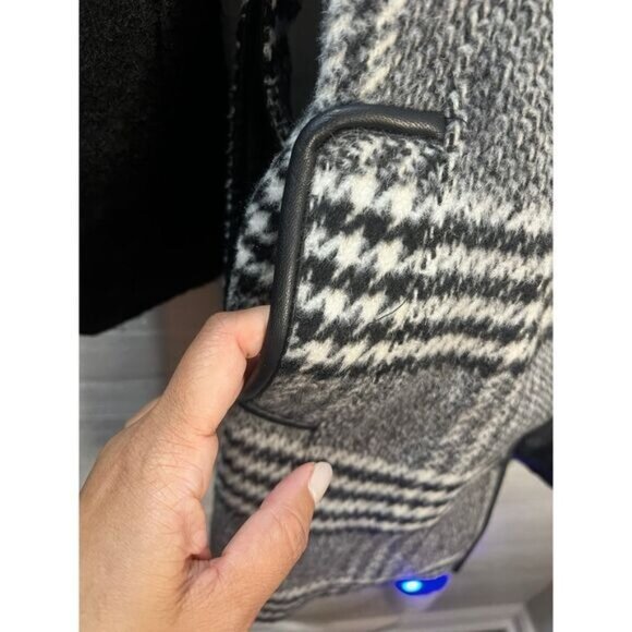 Guess‎ Plaid Houndstooth Wool Trench Coat Blazer Small - Picture 6 of 11